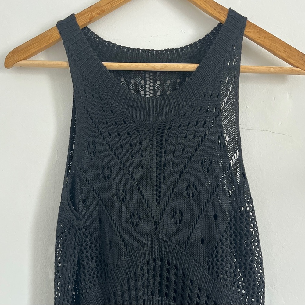 Black crochet lace dress / beach cover up
